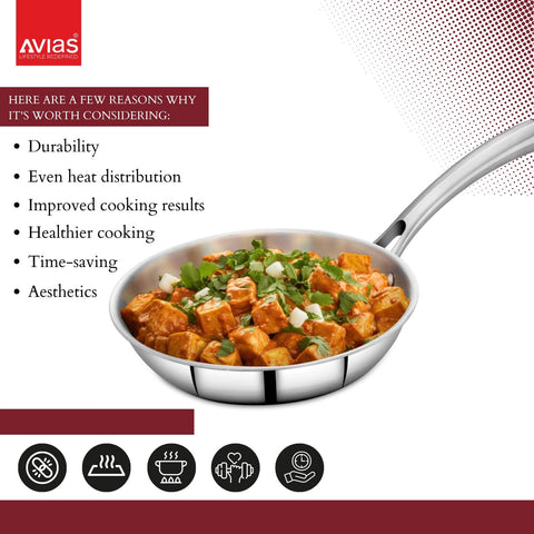 Triply stainless steel frypan cookware features