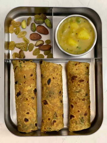 roti/ paratha rolls in steel lunch box