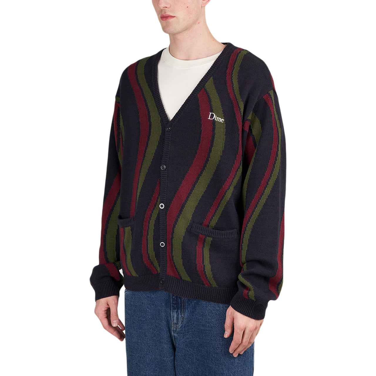 Dime Lightwave Knit Cardigan (Black / Green / Red)