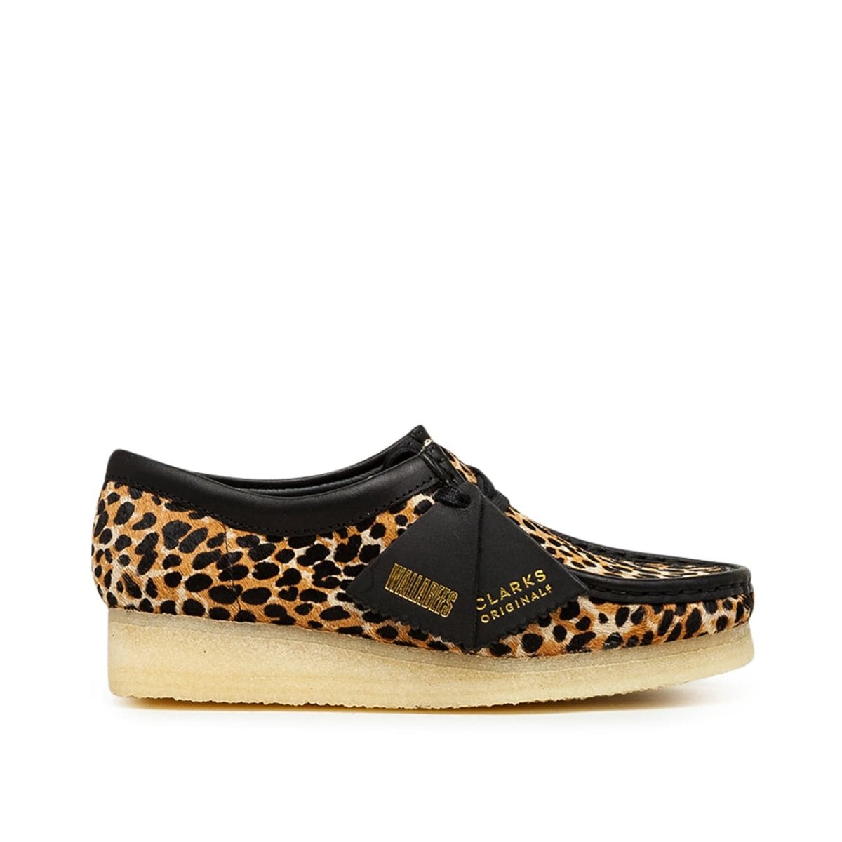 Image of Clarks Originals Wallabee W Leopard Print (Black / Beige)