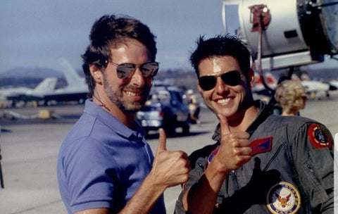 Jerry Bruckheimer and Tom Cruise - on set Top Gun 1986