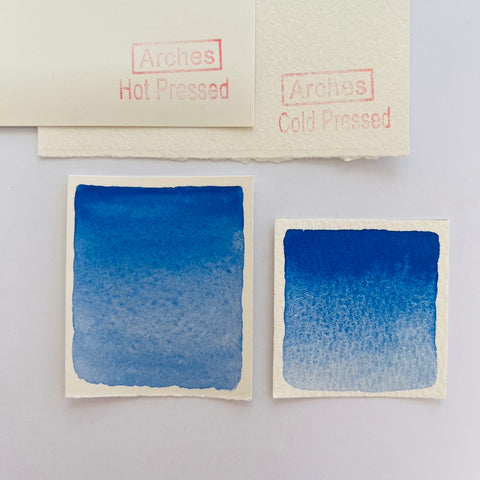 The difference between Arches hot pressed and cold pressed watercolour paper