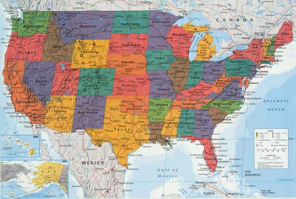 Map of the United States Poster 24x36 – BananaRoad