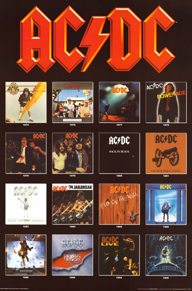 Ac/Dc Album Covers 1975-1995 Poster 24X36 – Bananaroad