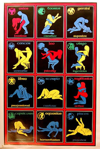 All Sex Positions Toons - Astrology Zodiac Sex Positions Black Light Poster 23x35