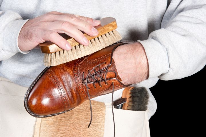 how to care for leather dress shoes: brush