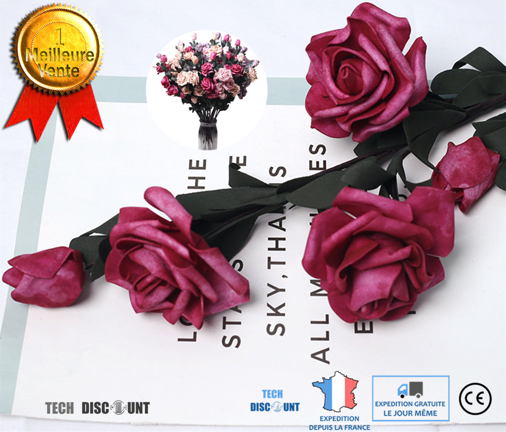 TD® rose artificielle bouquet blanche petale seche deco decoration fle –  Confozen.fr