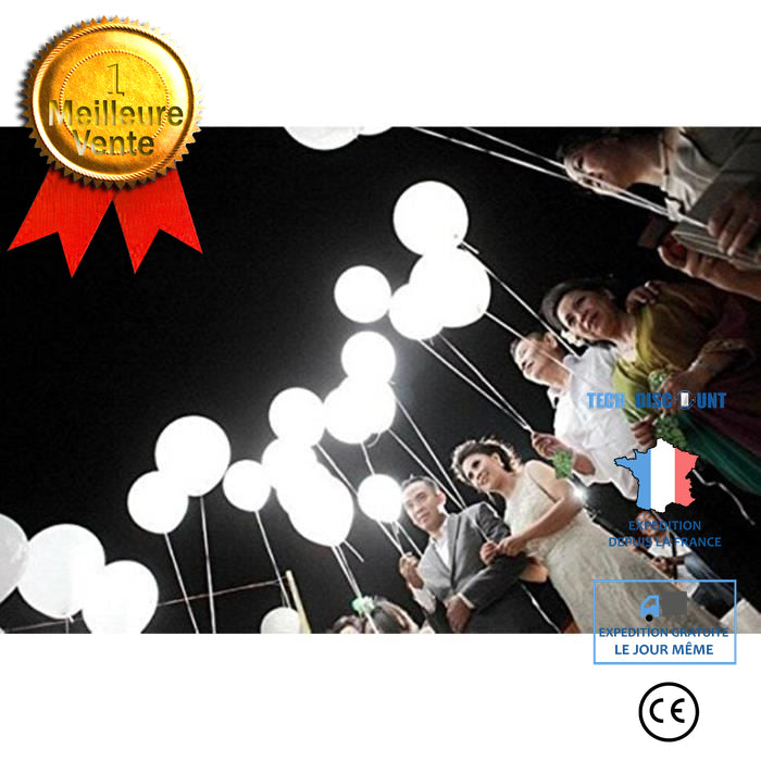 Lot de 50 Pcs Ballon LED Lumineux Blanc Décoration Lumineuse pour Mariage  Fête et Soirée-50PCS LED Ballons