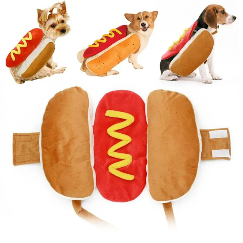 Fantasia de Hot Dog para Cães e Gatos | Ideal para Pets de Todos os Tamanhos | Perfeita para Carnaval e Festas e Sessões de Fotos | Design Confortável e Ajustável