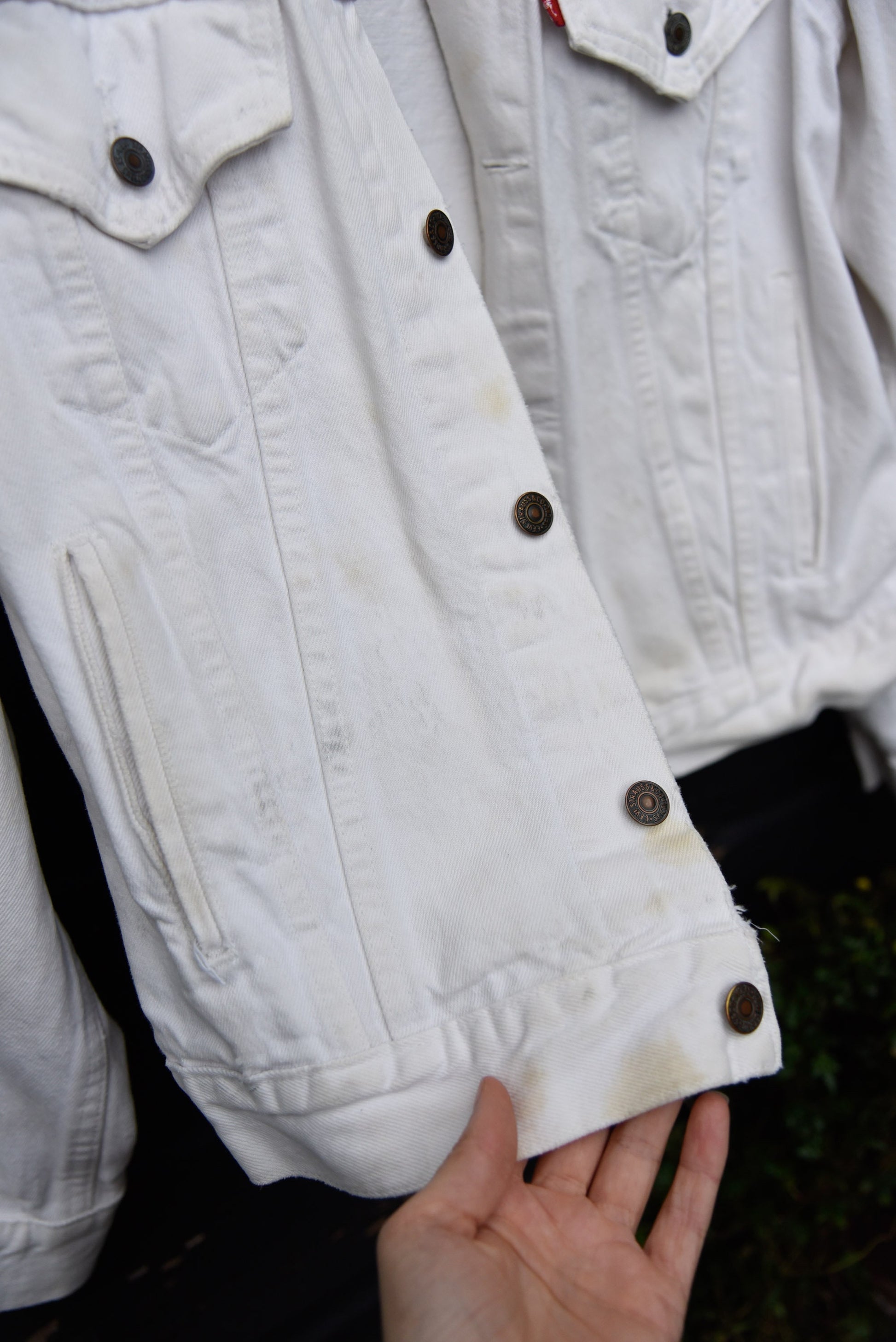 80's Distressed White Levis Denim Jacket | Oversized Levis Jacket | 90