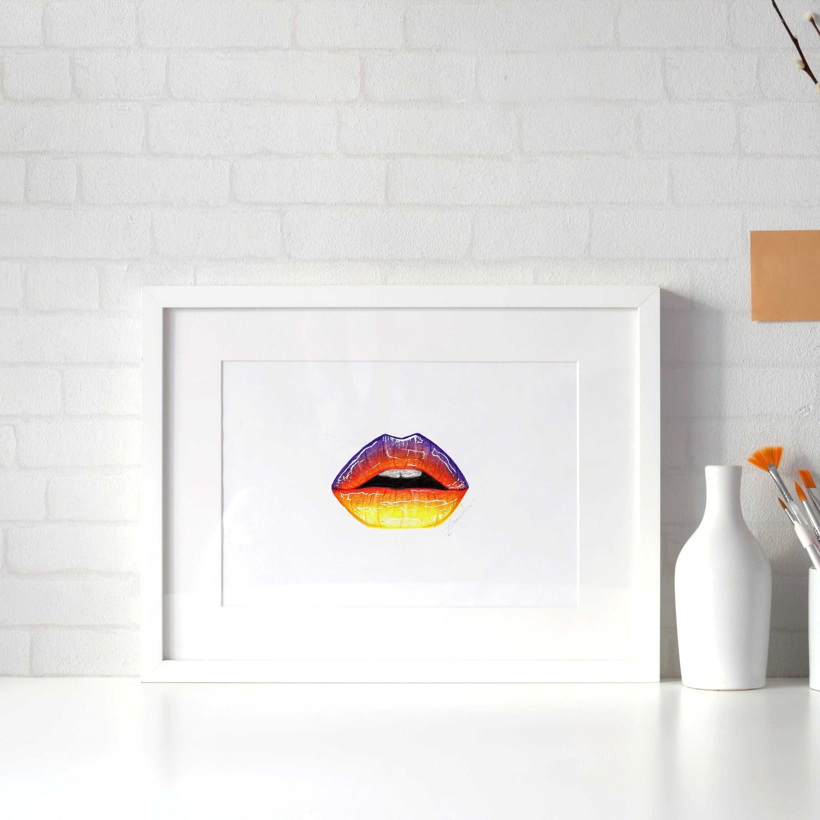 Sunset lip art - Original drawing