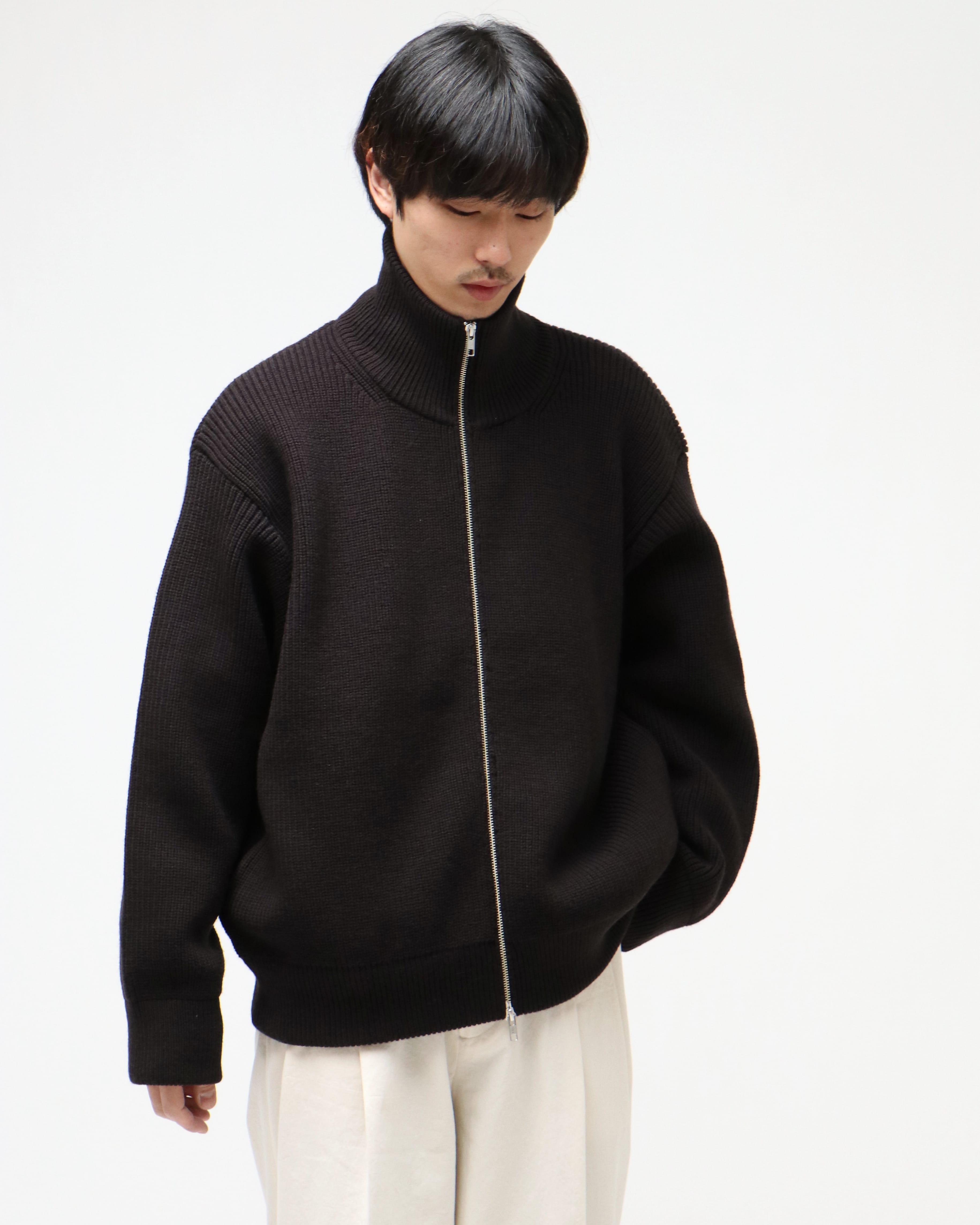 OVERSIZED DRIVERS KNIT ZIP JACKET DARK CHARCOAL