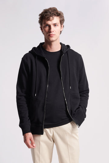 PACT Men's Black Stretch French Terry Zip Hoodie S