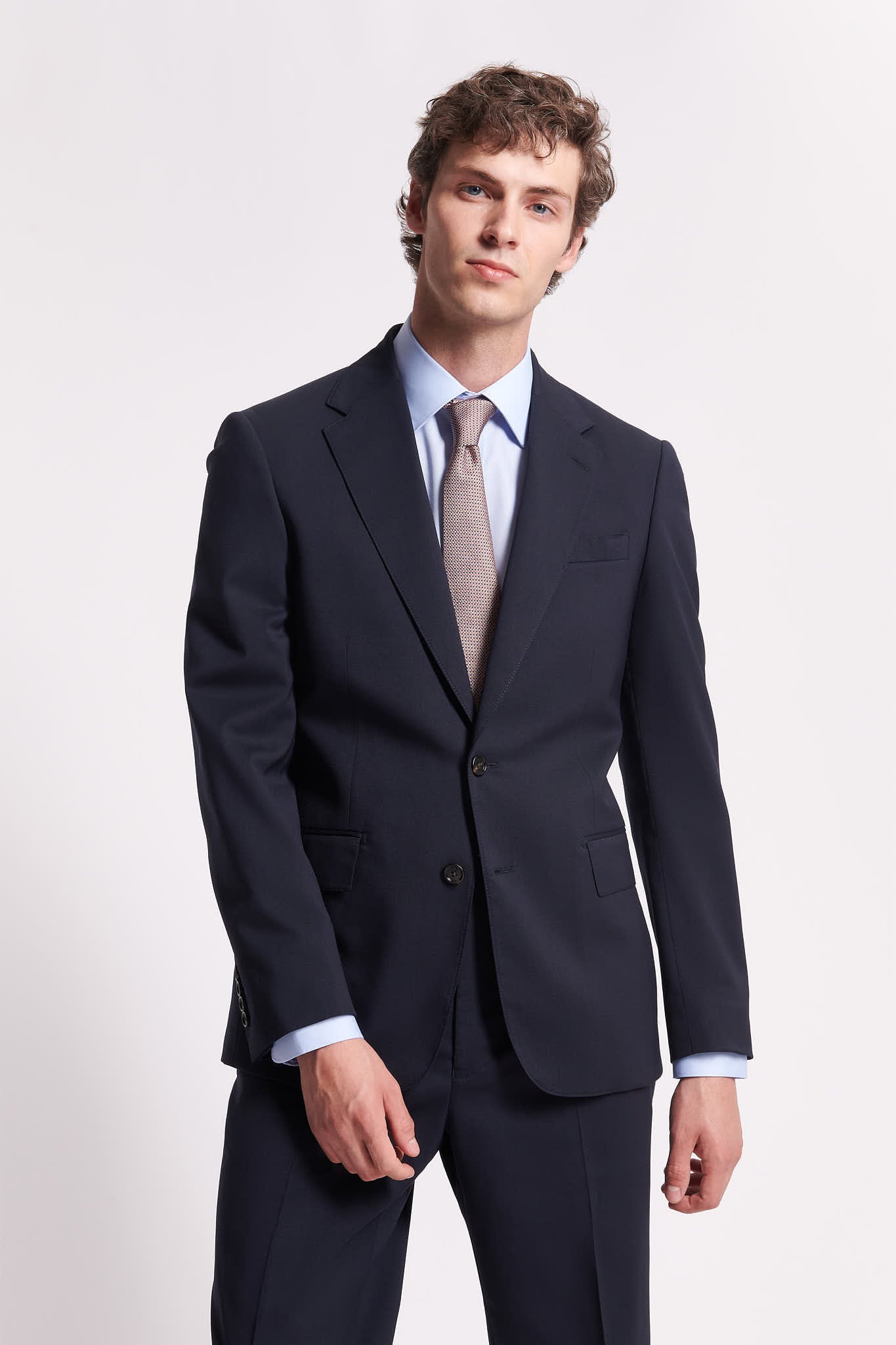 Image of Single Breasted 2 Button Suit Blazer Jacket in French Navy
