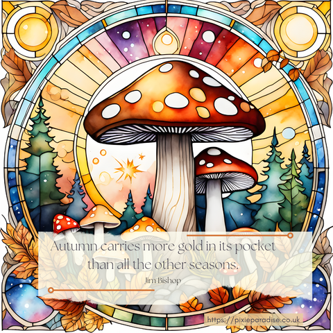 Autumn mushroom field -watercolour autumnul mushrooms