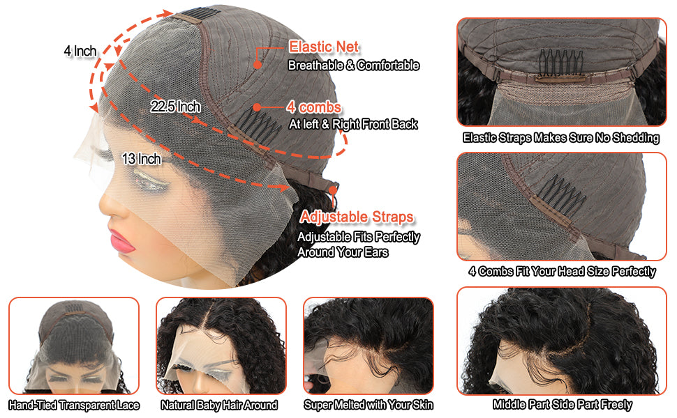 13x4 Kinky Curly Short Bob Wigs Human Hair Detailshd transparent lace-super melted with your skin13x4 Kinky Curly Bob Wig Human Hair-- Your Beauty is Our Duty!!!