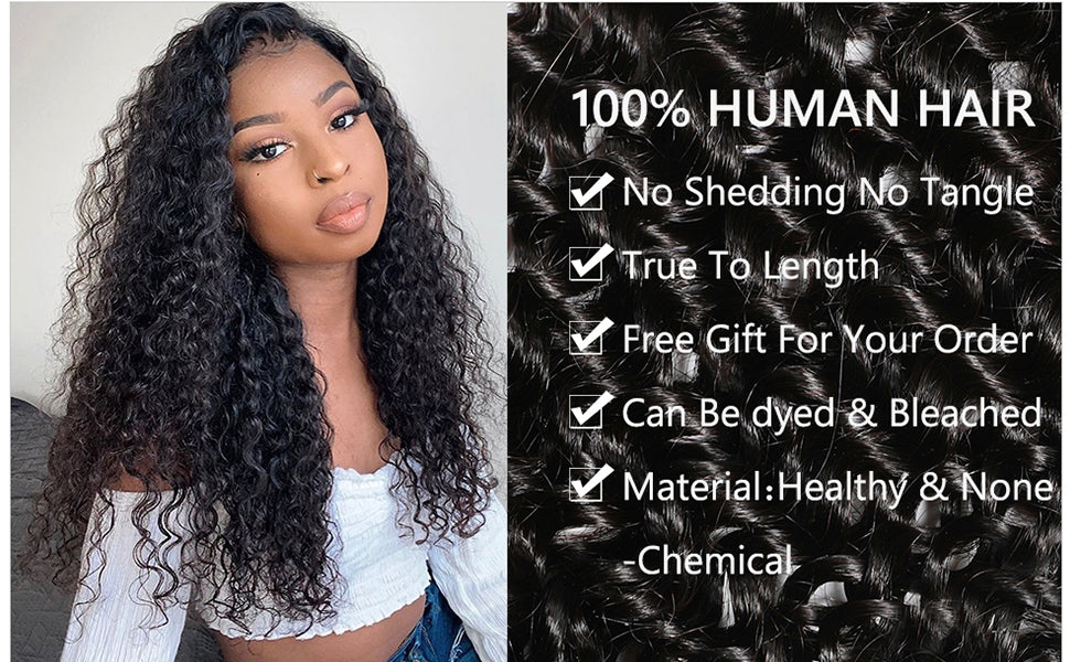 5x5 Lace Closure Curly Wave 150% Density Kinky Curly Human Hair with Baby Hair Free Part Natural Color 8-22inch