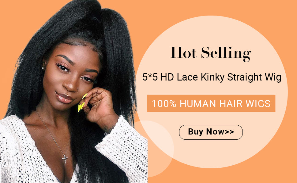 5x5 kinky Straight wigs for black women human hair