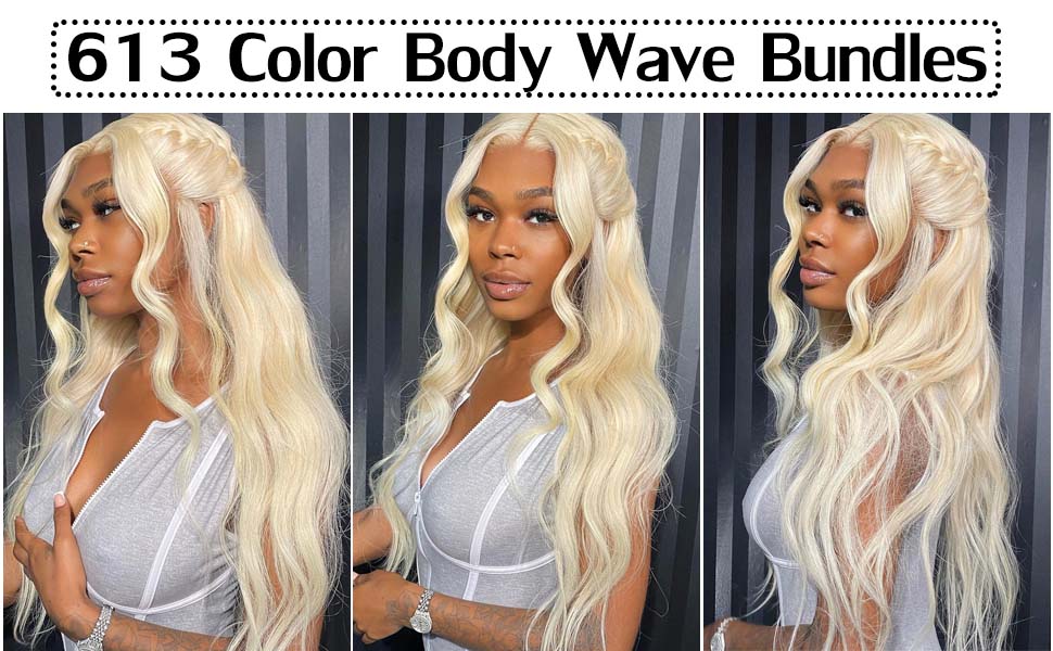 613 Blonde Body Wave Bundles 100% Human Hair 4 Bundle Deals for Black Woman