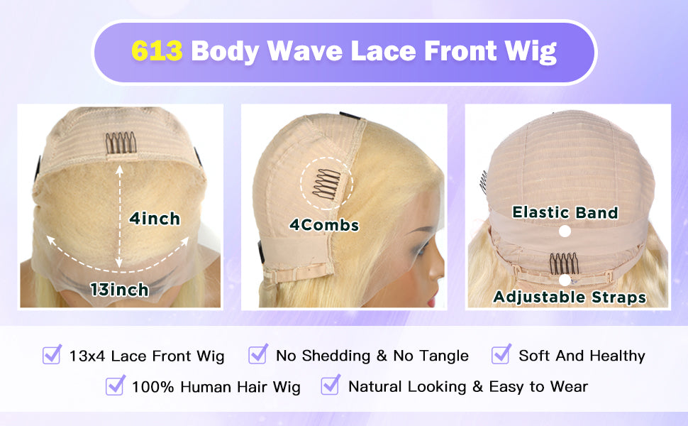 613 Honey Blonde Body Wave Wig 13x4 Lace Frontal Human Hair Wigs