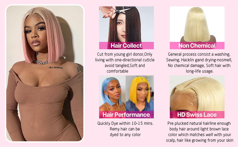 613 Straight Human Hair Bob Wig