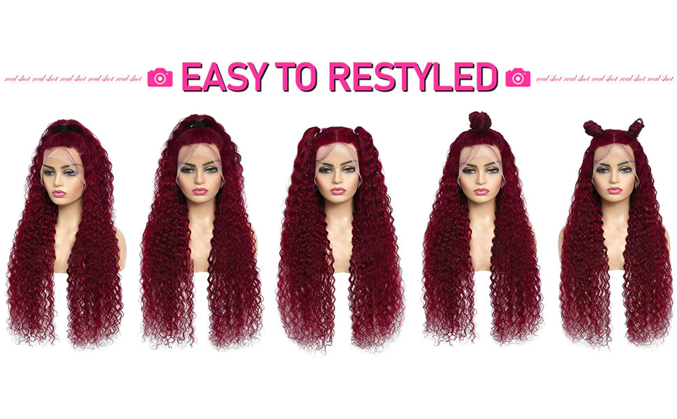 99J Colored Deep Wave Wigs For Black Women Easy To Restyled