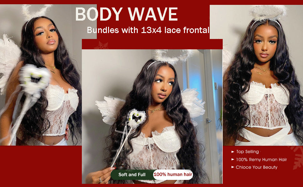 Bundles de cheveux humains Body Wave 3 Bundles avec fermeture frontale 13x4 Armure de cheveux humains
