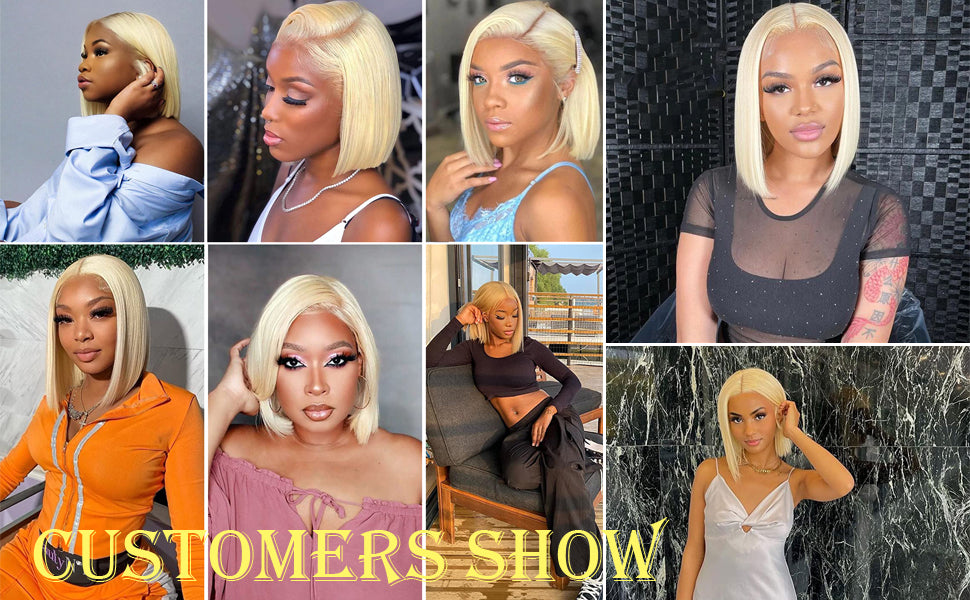 Emol Hair 613 Blonde Closure Wig Customer Show