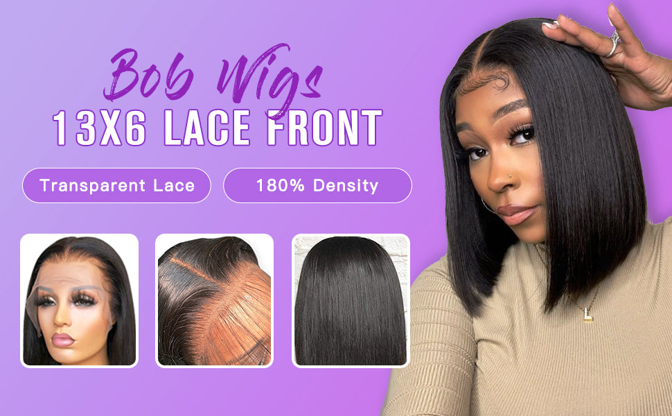 Short Bob Wig 13x6 Lace Front Wigs Human Hair Straight Frontal Bob Wigs Pre Plucked with Baby Hair