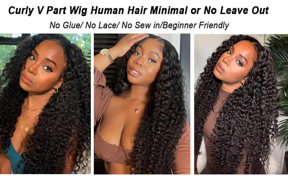 1.Wig Name: afro kinky curly v part wig no leave out, half wig glueless human hair wig for beginner ,beginner friendly wig  2.Wig Material: 100% Real human hair wigs can be dyed and bleached.  3.Wig texture: Kinky curly v part human hair wigs for black women.  4.Wig length: 14 inch, 16 inch, 18 inch, 20 inch, 22 inch, 24 inch.  5.Wig Color:Natural Black Color can be dyed and bleached.  6.Wig cap:medium cap size(circumference:21-21.5inch) 5 clips on the front, 3 combs on the two sides and back. Can be adjusted with straps.
