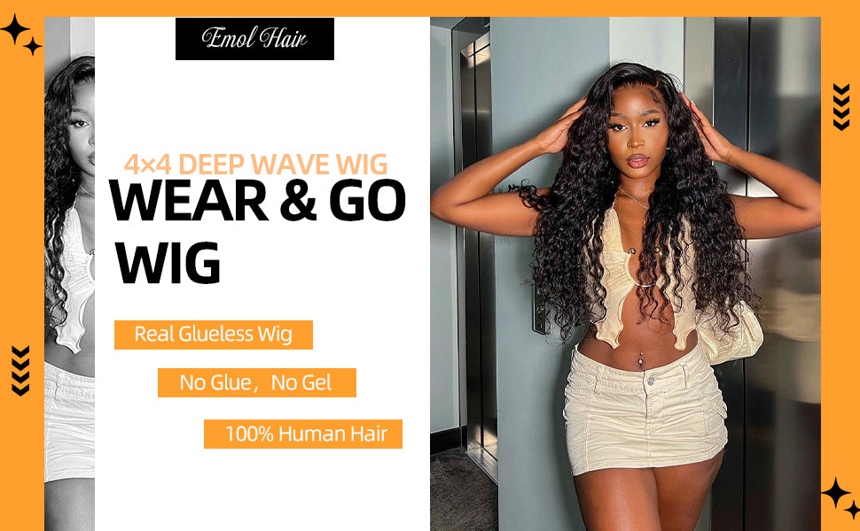 Wear and Go Glueless Wigs for Beginners Human Hair Pre Plucked Deep Wave Lace Front Wigs