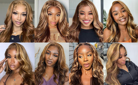 Highlight 4/27 Color 13x4 Body Wave Lace Frontal Wigs Human Hair vous rendent plus charmant et élégant