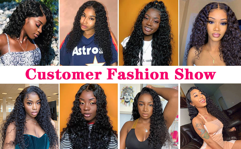 water wave 5x5 lace front human hair wig customer show