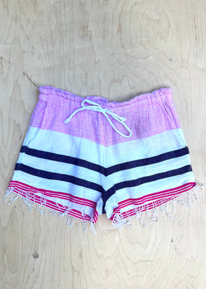 VINTAGE LIGHT PINK LINEN SHORTS WITH STRIPES - Brownstone Cowboys Magazine - Light Pink Shorts