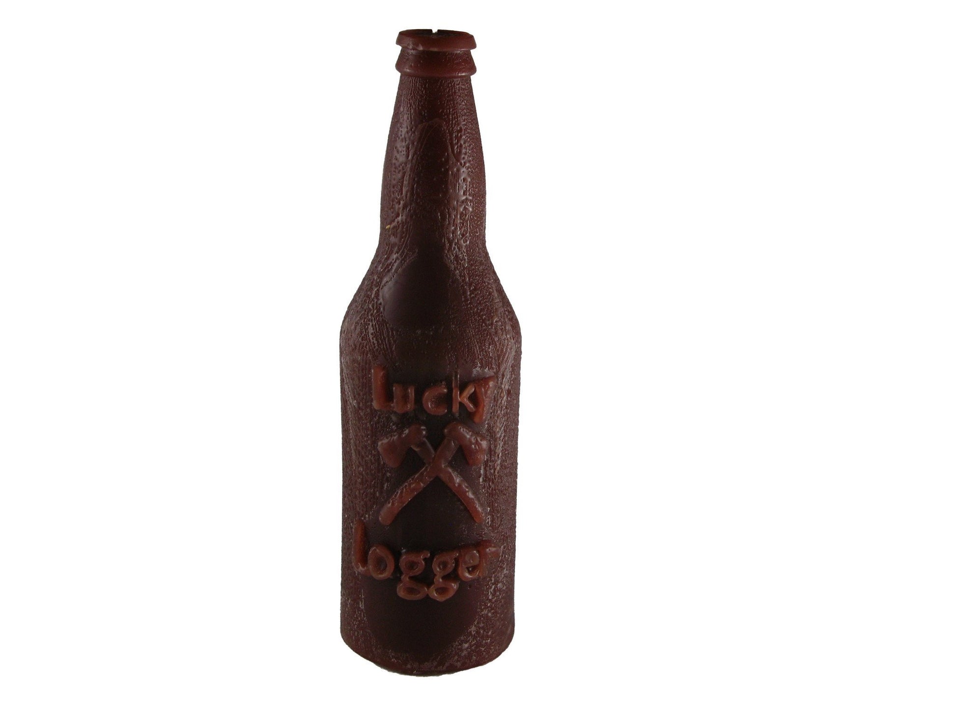 Lucky Logger Beer Bottle, Amber Brown, 2 1/2"D x 8 3/4"H, fragrance free only - Fanny Bay Candle Company