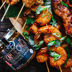 grilled kam heong shrimp with kam heong sauce by kopi thyme