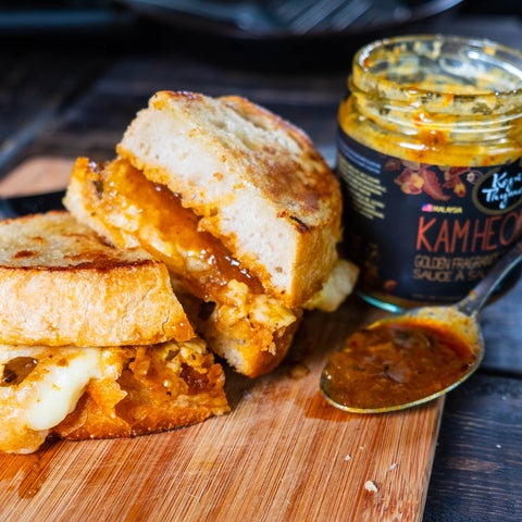 Level up a grilled cheese sandwich by adding Kopi Thyme Kam Heong sauce