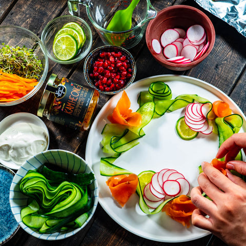 assembling salmon wreath