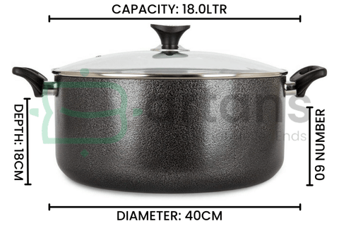 Sonex Classic Nonstick Cooking Pot 40CM Casserole with Tempered Glass Lids.