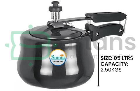 Sunny Indian Hard Anodised Aluminum 5L Premium Nonstick Belly Style Pressure Cookers.