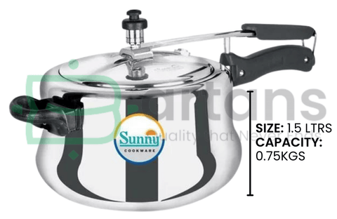 Sunny Indian Hard Anodised Aluminum 1.5L Premium Belly Style Pressure Cookers
