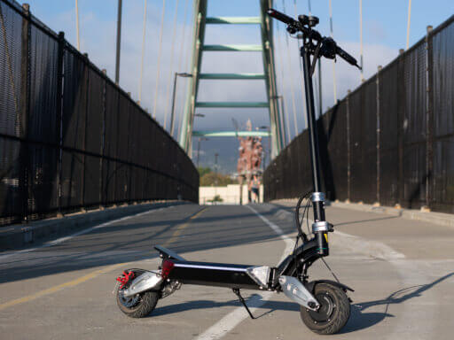 Zero 8X electric scooter on a pedestrian bridge