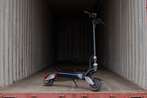 8X electric scooter in a shipping container