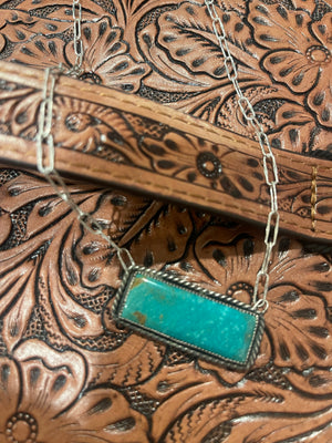 Turquoise Bar Necklace - All Things Dusty and Lace 