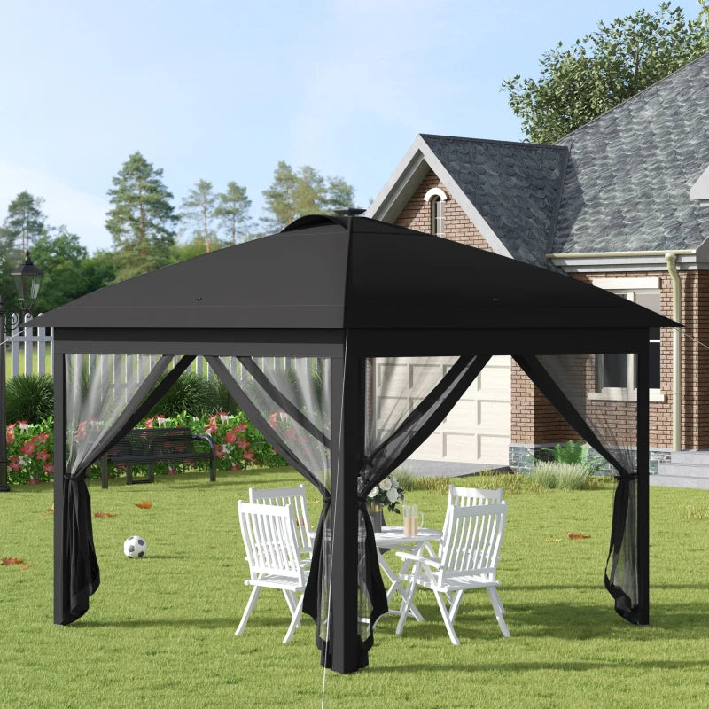 2021最新のスタイル 13 x Gazebo 11 Up Outsunny Beige ft. 11´ Hexagonal Outsunny x  11´ Tent, ft. Pop Up Pop Gazebo， Foldable Canopy Tent with Solar LED Light，  Remote Control， Zippered Mesh Sidewalls，