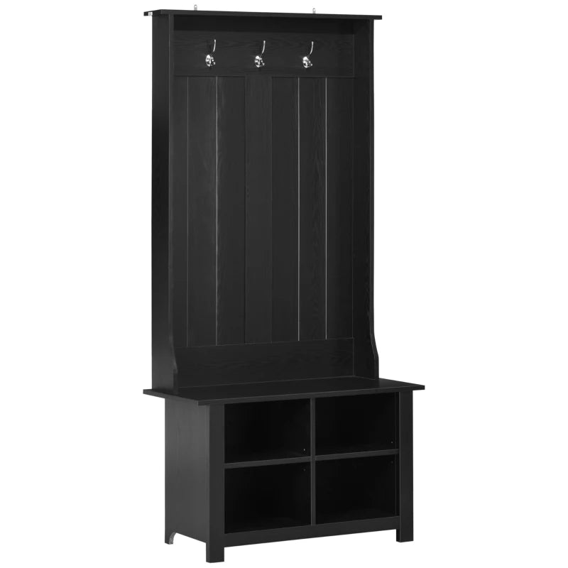HOMCOM Hall Tree with Shoe Storage Bench Entryway Bench for Living Room, Black