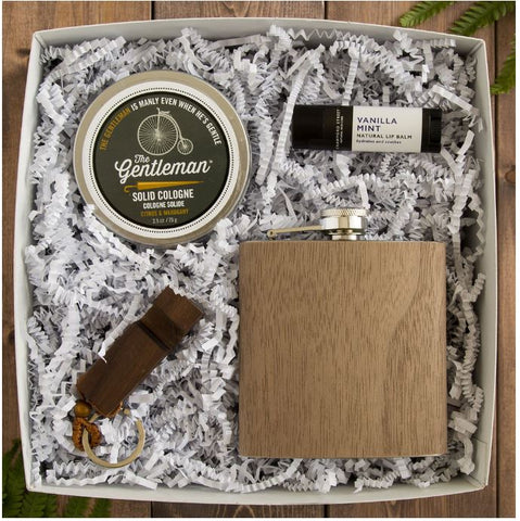 Mens Gift Box Dive into the earthy, aromatic experience of The Gentleman’s Power Shower, Crawford Street After Shave Cream and The Gentleman’s Handsome Chap lip balm. These sensual fragrances marry notes of citrus, vanilla, whiskey and sandalwood. 