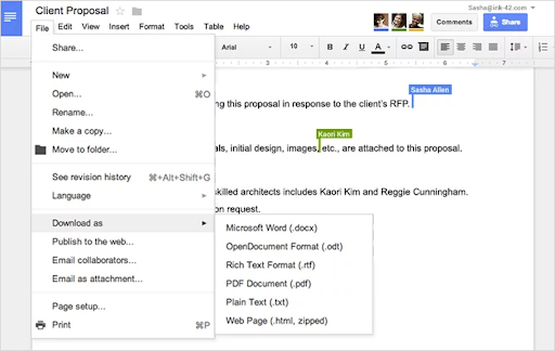 collaboration dans Google Docs