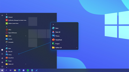 windows 10 incos on start menu