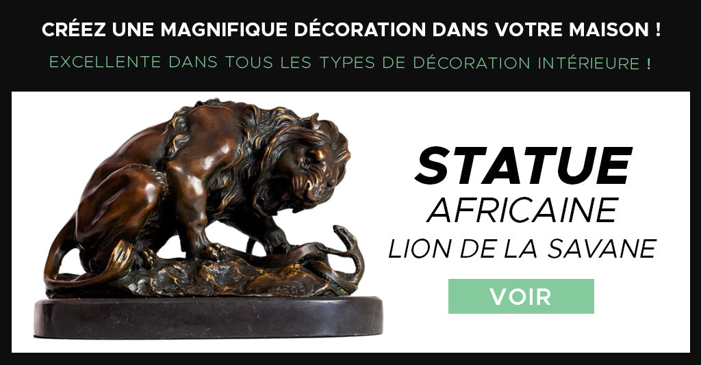 Statue africaine de lion de la savane